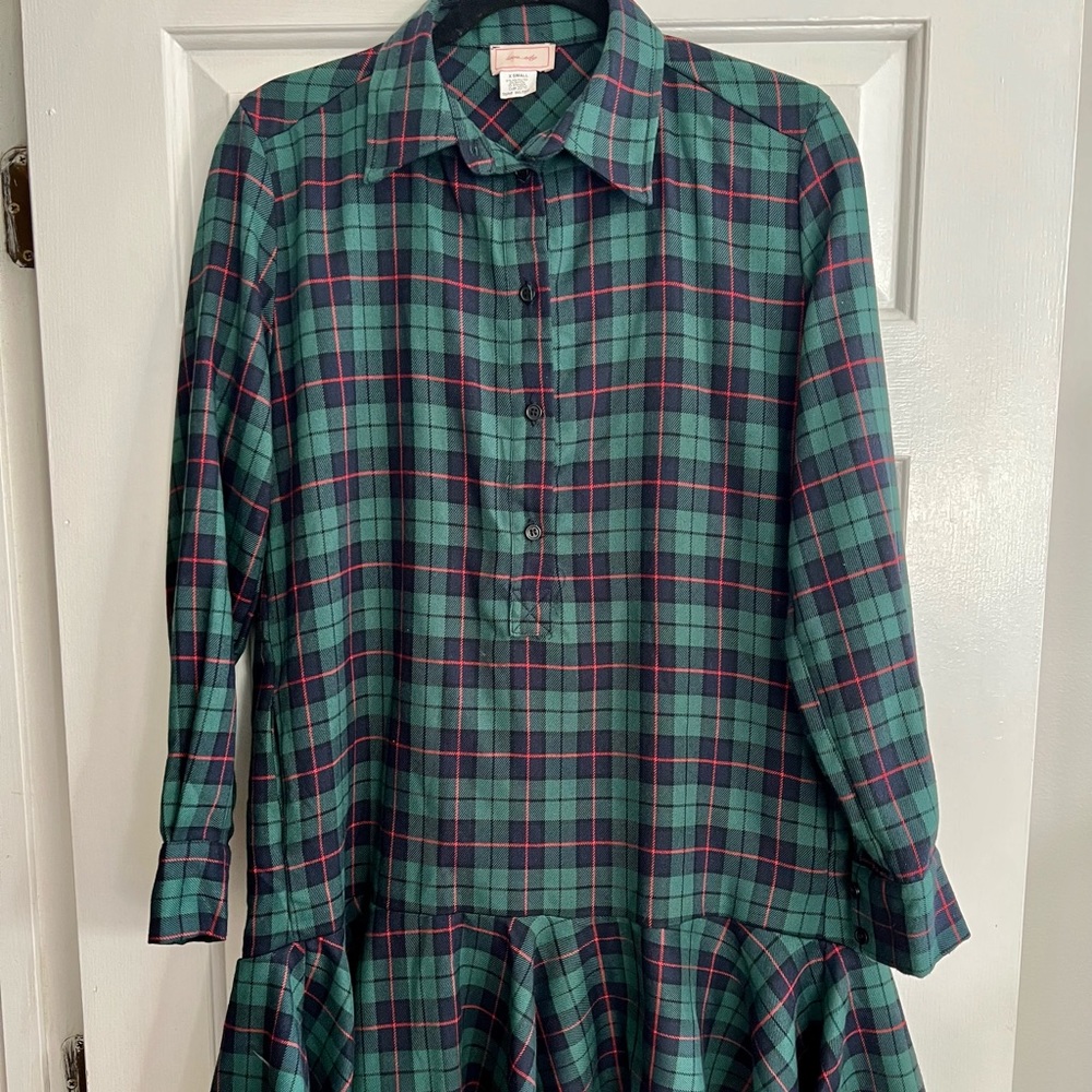 Plaid Ruffle-Hem Dress